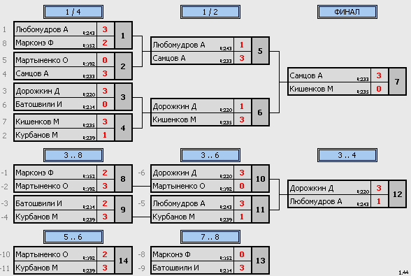 результаты турнира Макс-250 Имени Самцова А.